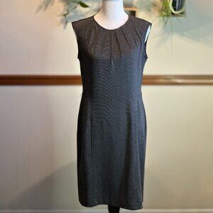 Charcoal Gray Sleeveless Dress with Pleated Neckline